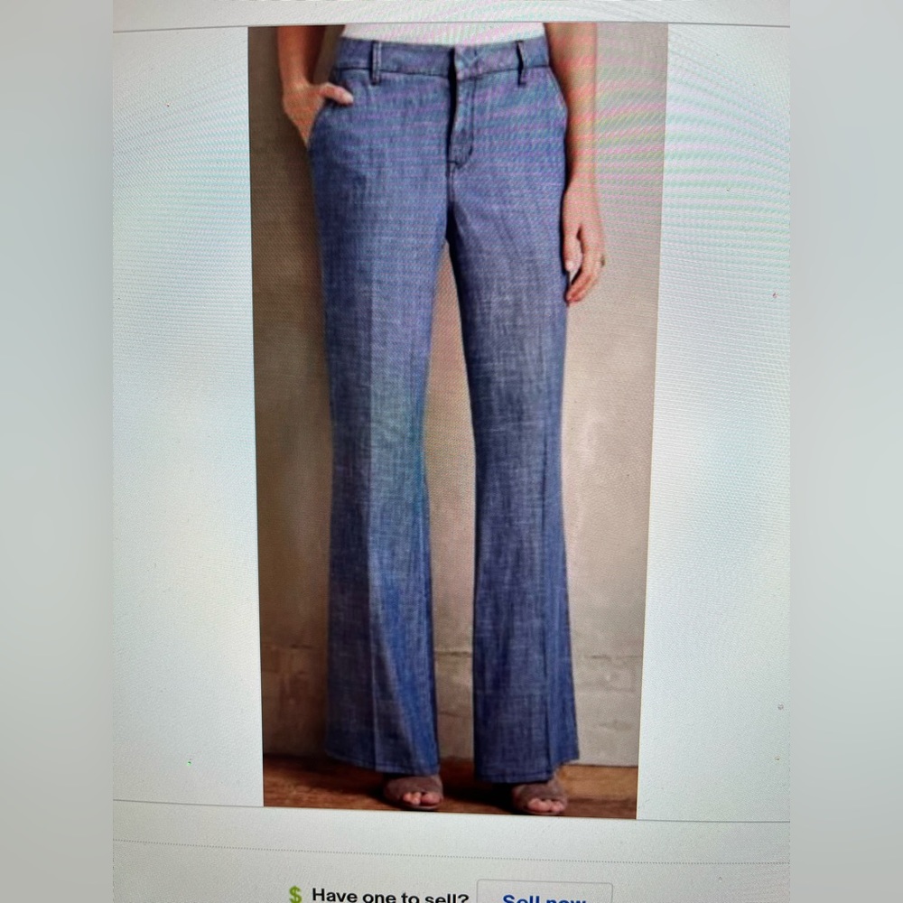 Anthropologie Next Level 99 Mina Kamal Chambray Wide Leg Pant Size 25